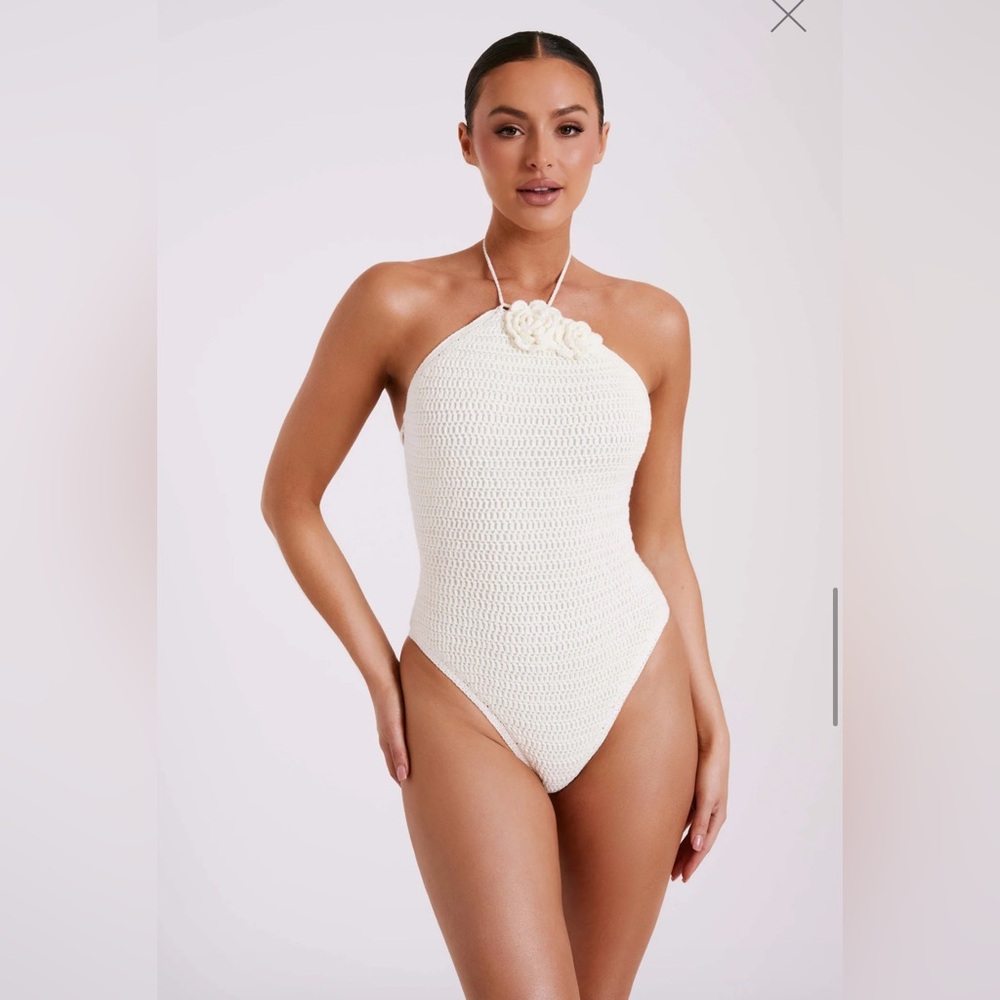 NWT - Meshki- Marley Rose Crochet One Piece - Ivory